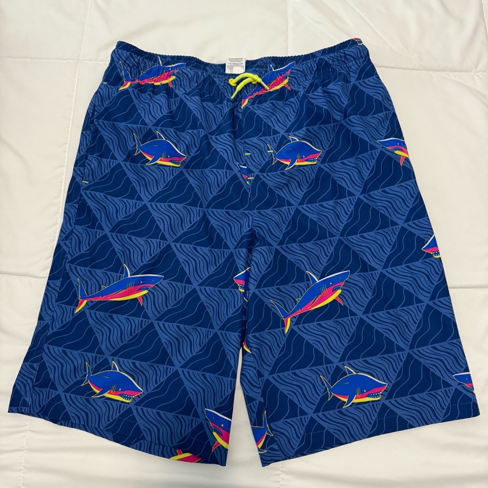 Boy's Blue Swim Shorts with Fish Print